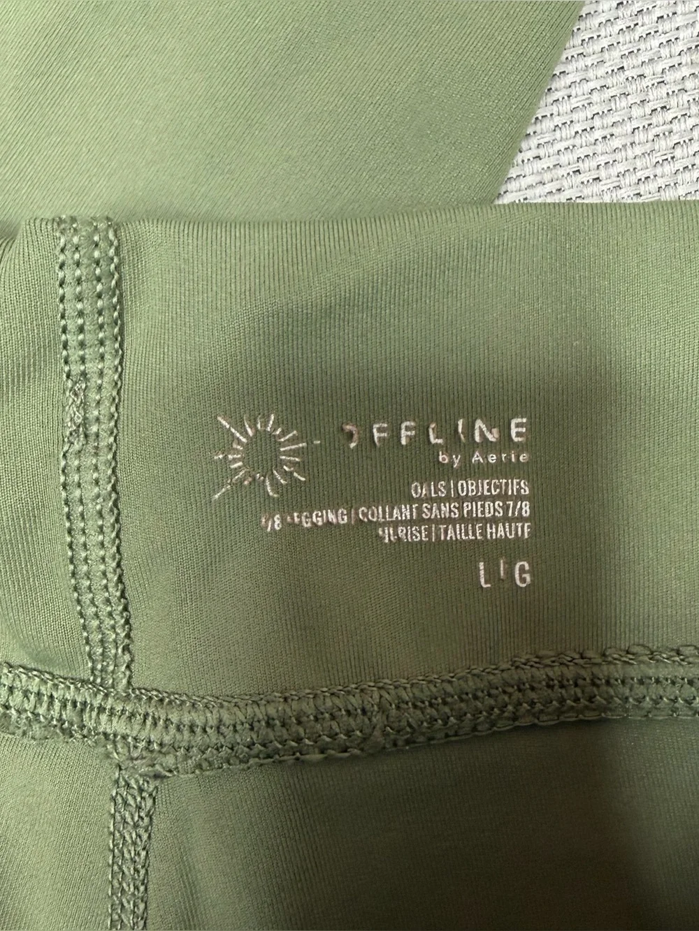 Aerie Offline Leggings Green High Waisted Pockets Drawstring Athleisure Large
